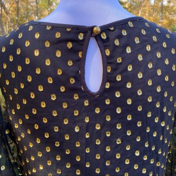 HUNTER DIXON ANTHROPOLOGIE DRESS MINI SHIFT BLACK GOLD METALLIC SILK SIZE 8 - Picture 7 of 11